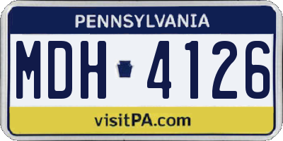 PA license plate MDH4126