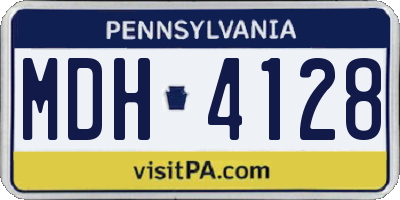 PA license plate MDH4128