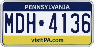 PA license plate MDH4136