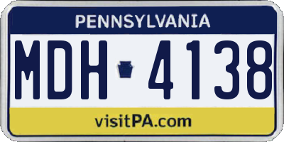 PA license plate MDH4138