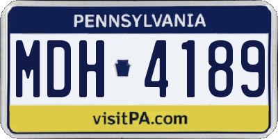 PA license plate MDH4189