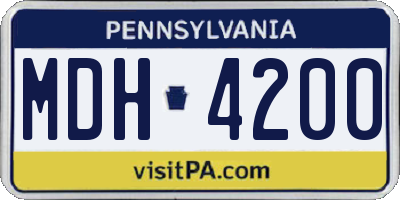 PA license plate MDH4200