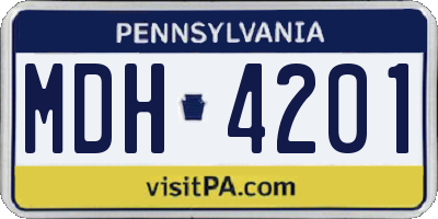 PA license plate MDH4201