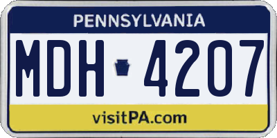 PA license plate MDH4207
