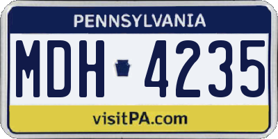 PA license plate MDH4235