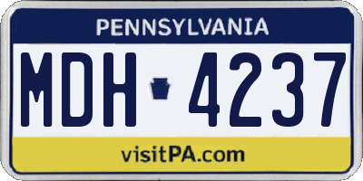 PA license plate MDH4237