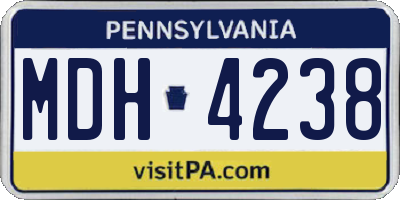PA license plate MDH4238