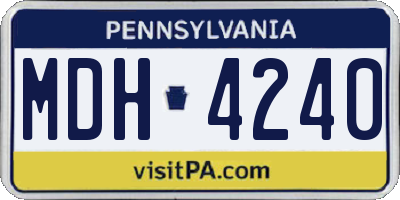 PA license plate MDH4240