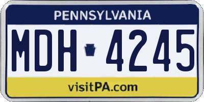 PA license plate MDH4245