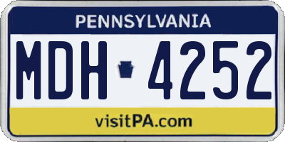 PA license plate MDH4252
