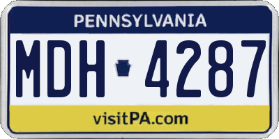 PA license plate MDH4287