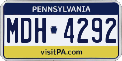 PA license plate MDH4292