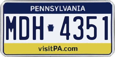 PA license plate MDH4351