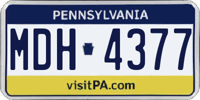 PA license plate MDH4377