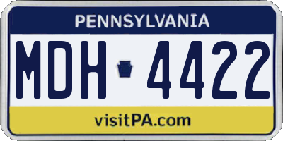PA license plate MDH4422