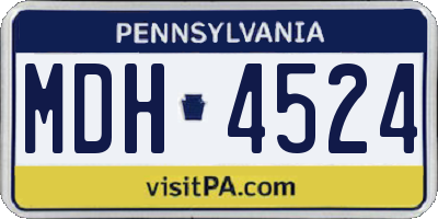 PA license plate MDH4524
