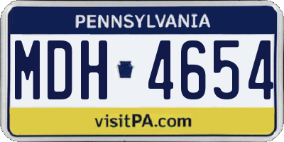 PA license plate MDH4654