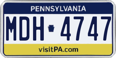 PA license plate MDH4747