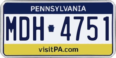 PA license plate MDH4751