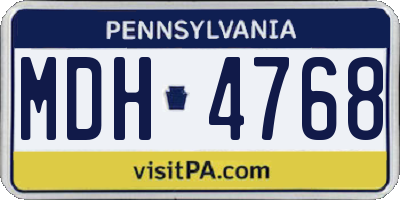 PA license plate MDH4768