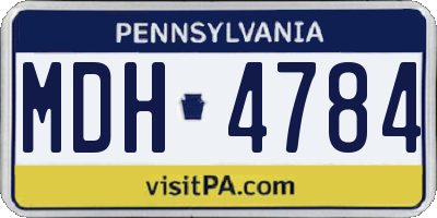 PA license plate MDH4784
