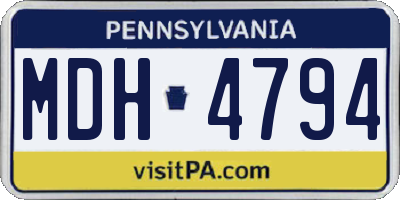 PA license plate MDH4794
