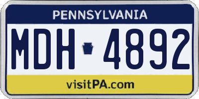 PA license plate MDH4892