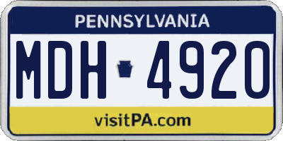 PA license plate MDH4920