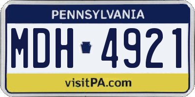 PA license plate MDH4921