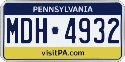 PA license plate MDH4932