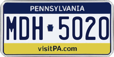 PA license plate MDH5020
