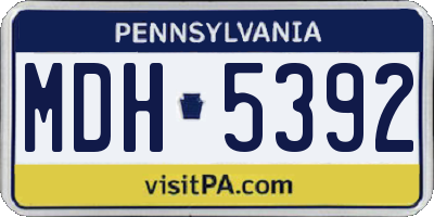 PA license plate MDH5392