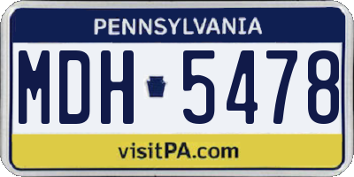 PA license plate MDH5478