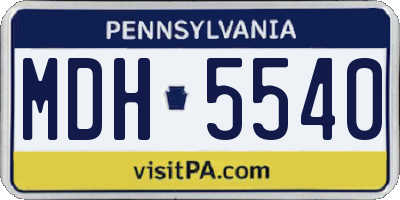 PA license plate MDH5540