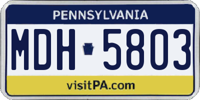 PA license plate MDH5803