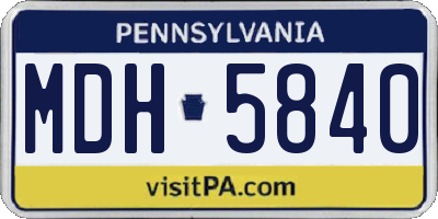 PA license plate MDH5840
