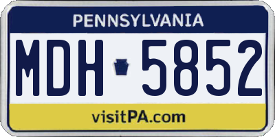 PA license plate MDH5852