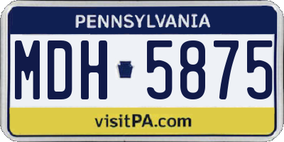 PA license plate MDH5875