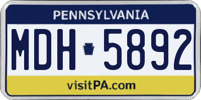 PA license plate MDH5892