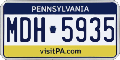 PA license plate MDH5935
