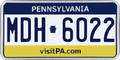 PA license plate MDH6022