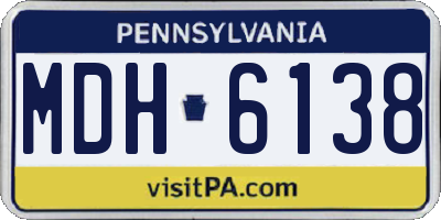PA license plate MDH6138