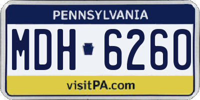 PA license plate MDH6260