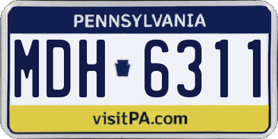 PA license plate MDH6311