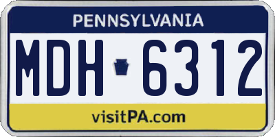 PA license plate MDH6312