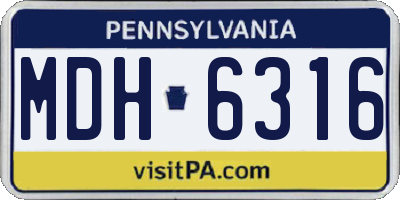 PA license plate MDH6316