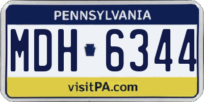 PA license plate MDH6344