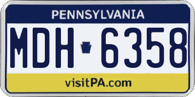 PA license plate MDH6358