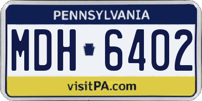 PA license plate MDH6402