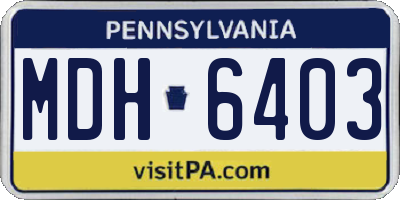 PA license plate MDH6403